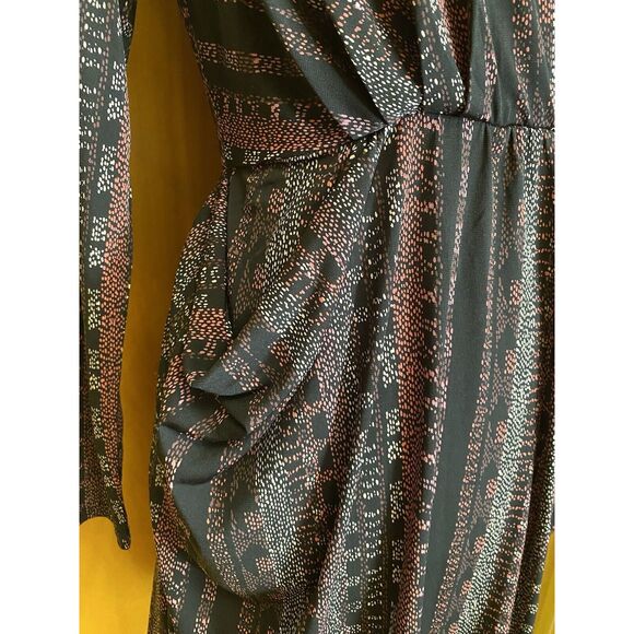 BCBGeneration Printed Long Sleeve Black Wrap Dress Size for XS - Picture 5 of 8